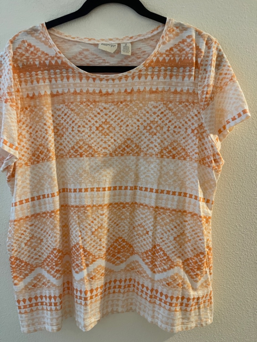 Croft & Barrow Orange Patterned Short Sleeve Tee